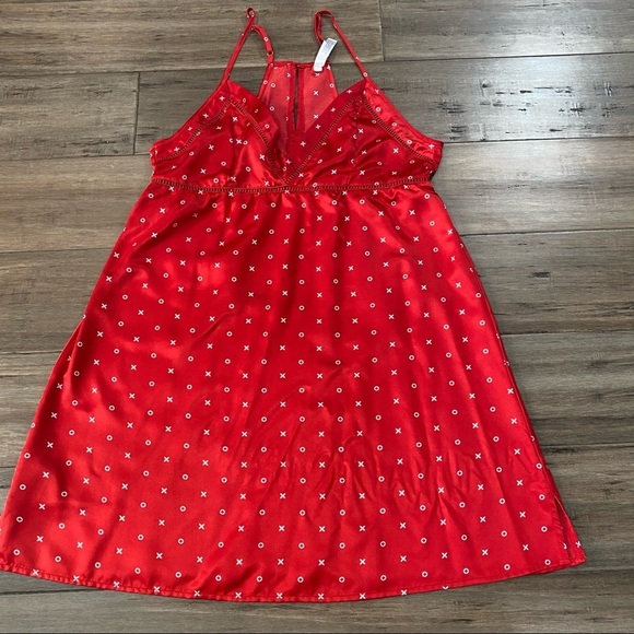 Gilligan & O'Malley red babydoll slip dress chemise satin - Picture 1 of 7